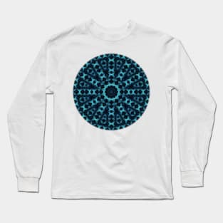 Three-dimensional, patterned, fractal in blue tones Long Sleeve T-Shirt